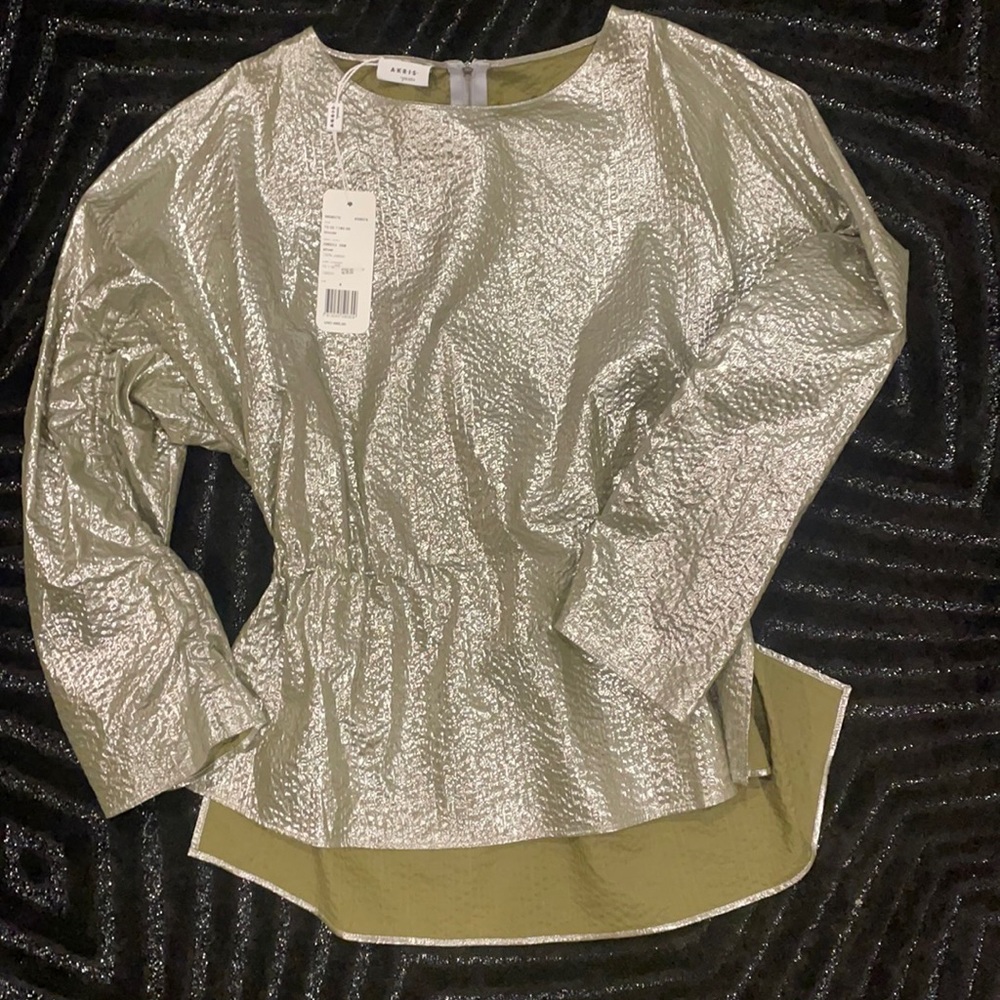 AKRIS •punto silver blouse top